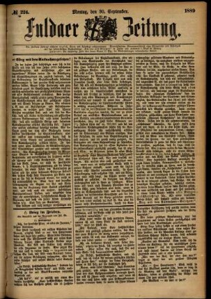 Ausgabe vom Montag, den 30. September 1889.