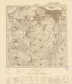 1938 Rostock, Topographische Karte 1:25000 (4cm - Karte)