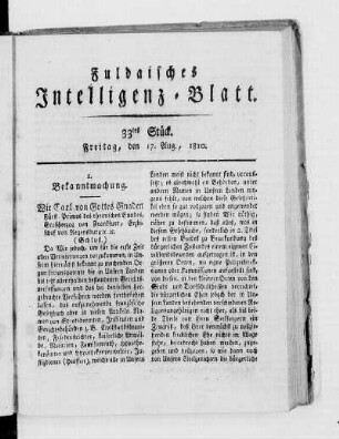 33tes Stück, Ausgabe vom 17. Aug. 1810
