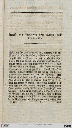 Abreise von Alexandria über Rosetto nach Groß-Cairo