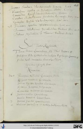 [fol. 168] Rektorat Thomas Heinrich 1630/31