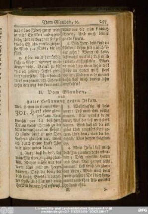 II. Vom Glauben, und guter Gesinnung gegen Jesum.