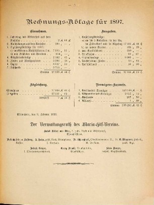 Jahresbericht über den Maria-Hilf-Verein in München für Erziehung armer Kinder zu braven Dienstboten. 38. 1897