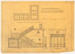 Warenhaus Wertheim, Leipziger Straße, Berlin 3. Bauabschnitt: Schnitte durch Treppenhaus und Vestibül, 1:25