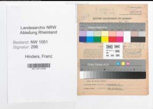 Entnazifizierung Franz Hinders , geb. 31.05.1885 (Agronom)