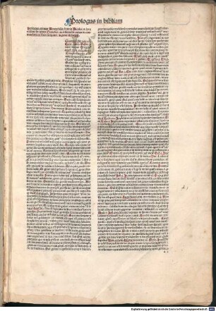 Biblia : mit Postilla litteralis von Nicolaus de Lyra, Expositiones prologorum von Guilelmus Brito, Additiones ad Postillam Nicolai de Lyra von Paulus Burgensis und Replicae contra Burgensem von Matthias Doering