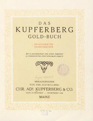 Das Kupferberg-Gold-Buch : ein Ratgeber für Feinschmecker