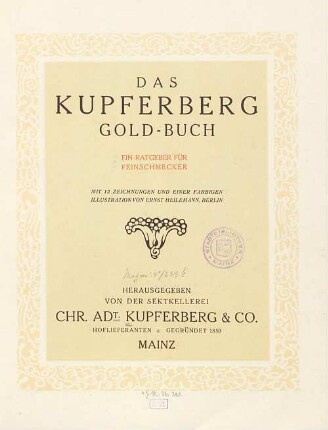 Das Kupferberg-Gold-Buch : ein Ratgeber für Feinschmecker