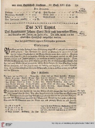 Das XVI Kapitel: Des Hauptmanns Johann Saris Reise nach dem rothen Meere [...]