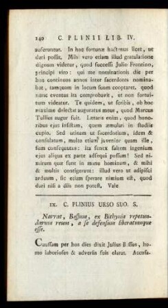 IX. C. Plinius Urso Suo. S.