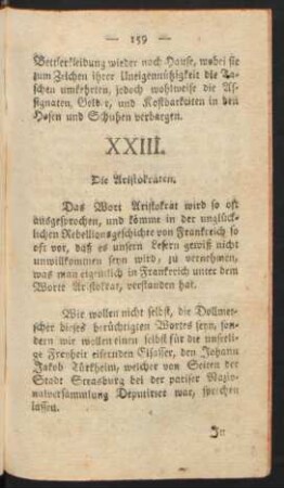 XXIII. Die Aristokraten