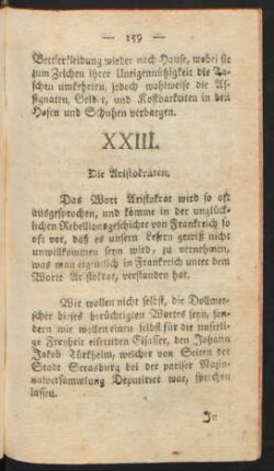 XXIII. Die Aristokraten