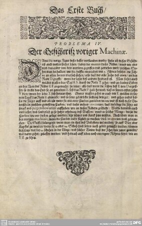 Problema IV. Der Gesichtriß voriger Machinae.