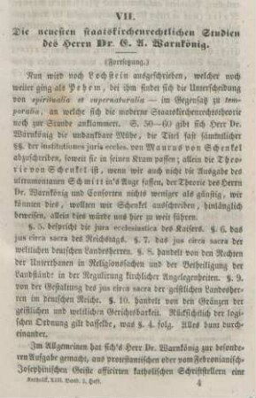 49-61 Die neuesten staatskirchenrechtlichen Studien des Herrn Dr. L. A. Warnkönig : Fortsetzung