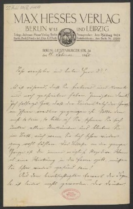 Brief an Alfred Einstein : 18.02.1920