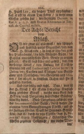 Der Achte Bericht vom Ablaß.