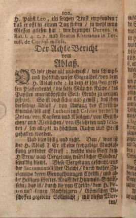 Der Achte Bericht vom Ablaß.