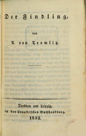 Sämmtliche Schriften von A. von Tromlitz, 25. Der Findling