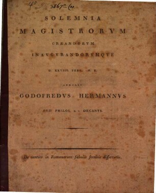 God. Hermanni De cantico in Romanorum fabulis scenicis dissertatio