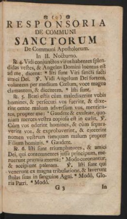 Responsoria De Communi Sanctorum De Communi Apostolorum.