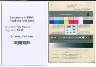 Entnazifizierung Karlheinz Schmitz , geb. 14.08.1920 (Vermessungstechniker)