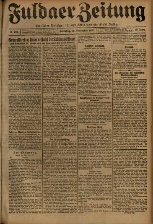 Ausgabe vom Samstag, den 18. November 1922.