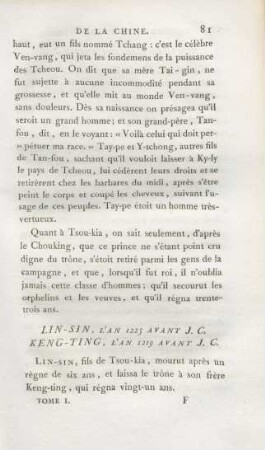 Lin-sin, l'an 1225 avant J.C., Keng-ting, l'an 1219 avant J.C.
