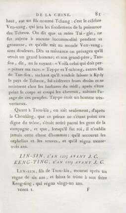 Lin-sin, l'an 1225 avant J.C., Keng-ting, l'an 1219 avant J.C.