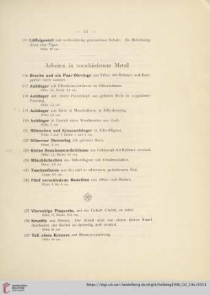 Arbeiten in verschiedenem Metall (Nr. 116-173)