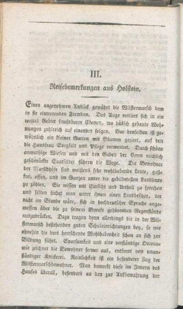 III. Reisebemerkungen aus Holstein.