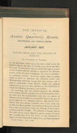 Pan-Islamism and the Sultan of Turkey.