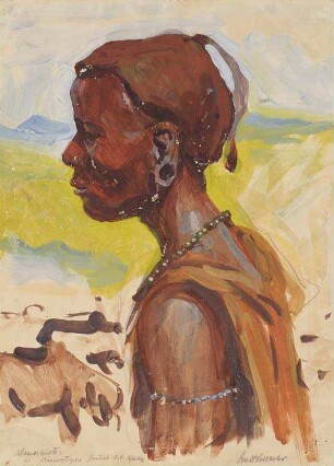 Massai-Hirte aus der Massaisteppe Deutsch-Ostafrika
