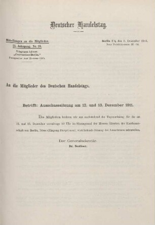 51. Jahrg. Nr. 23., ... den 5. Dezember 1911