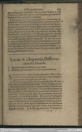 Locus 18. à Separatis, Differentibus seu Diversis