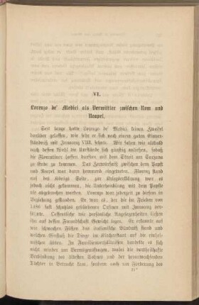 VI. Lorenzo de' Medici als Vermittler zwischen Rom und Neapel.