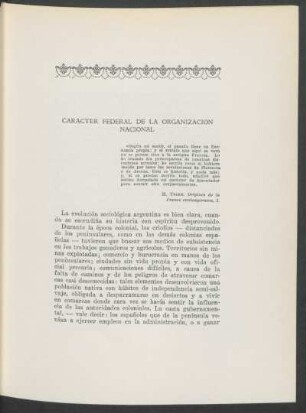 [I] - Carácter federal de la organización nacional