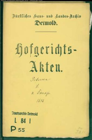 Petersen, Michael gegen Christoph von Donop den jüngeren zu Borkhausen - Schuldforderung
