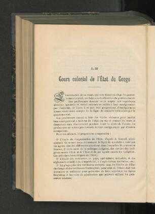 Le Cours colonial de l'État du Congro.
