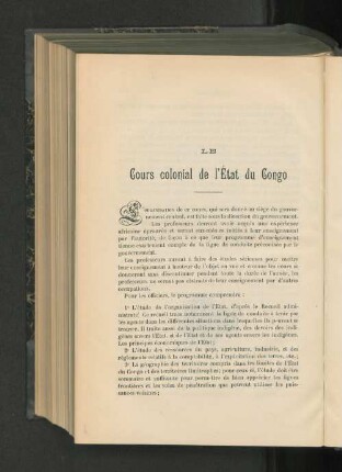 Le Cours colonial de l'État du Congro.