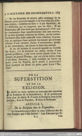 De La Superstition Et De La Religion
