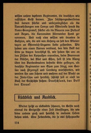 114-121, Rückblick und Ausblick