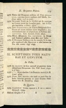 XI. Scriptores Iuris Naturae Gentium.