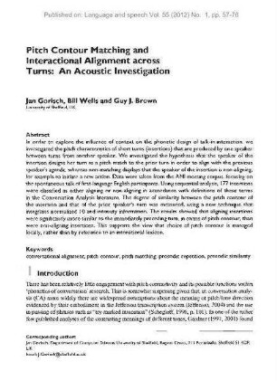 Pitch contour matching and interactional alignment across turns: An acoustic investigation