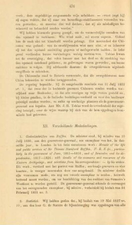 XII. Verschillende mededeelingen