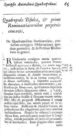 Quadrupeda Bisulca, & primo Ruminantio cornibus perpetuis concavis