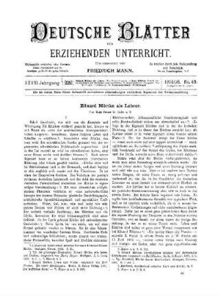 Eduard Mörike als Lehrer