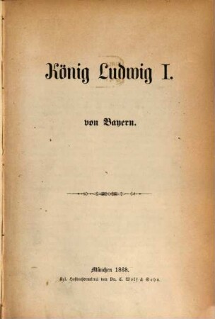 König Ludwig I. von Bayern
