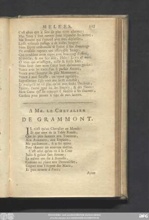A Mr. Le Chevalier De Grammont.