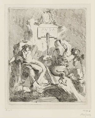 Brunnen mit Nymphe und Triton, der in ein Füllhorn bläst, Blatt 24 der Folge "Recueil de différents sujets"