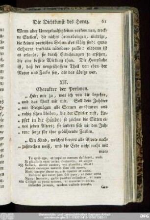 XII. Charakter der Personen.